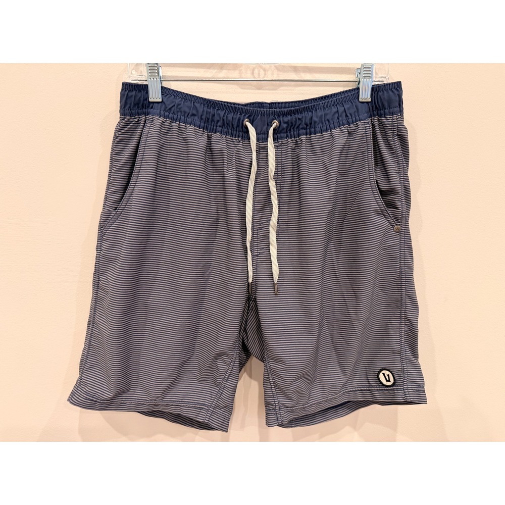 Vuori‎ Striped Athletic Shorts Men's Blue Performance Drawstring EUC